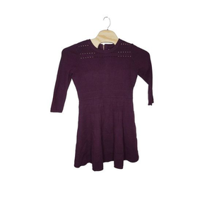 Eliza J Women's Sz Large Plum Long Sleeve Sweater Fit & Flare Cutout‎ Dress